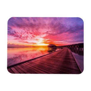 Ímã Por do sol no recurso das casas de campo da água