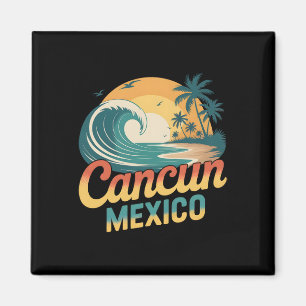 Imã Pôr do sol retrô Cancun México Palmeira Praia Verã