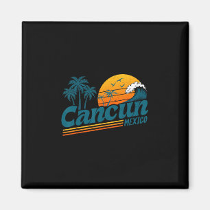 Imã Pôr do sol retrô Cancun México Palmeira Praia Verã