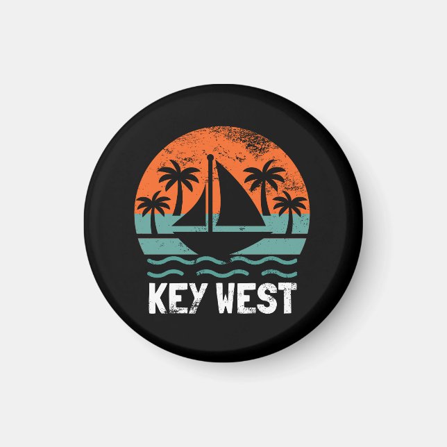 Imã Pôr do Sol Retro em Key West Férias (Frente)