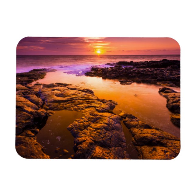 Ímã Pôr do sol sobre poças de maré, Havaí (Horizontal)