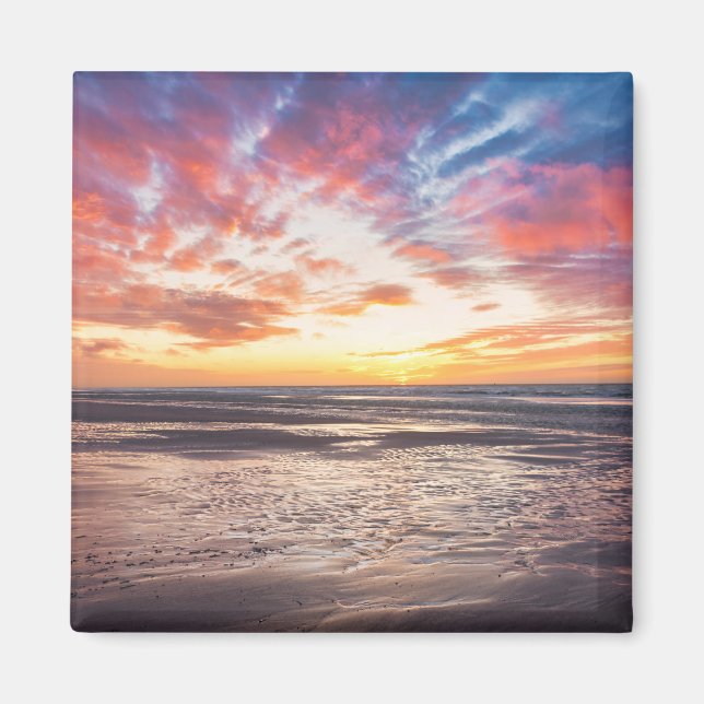 Imã Pôr do sol sobre praia e mar (Frente)