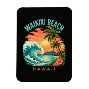 Ímã Pôr do sol tropical na praia de Waikiki no Havaí