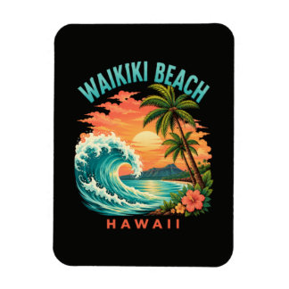 Ímã Pôr do sol tropical na praia de Waikiki no Havaí