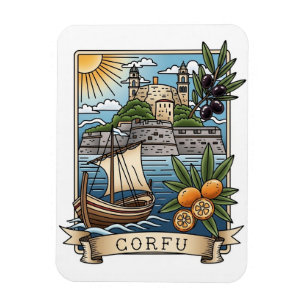 Ímã Pôr do Sol Vintage Corfu Grécia Viagem