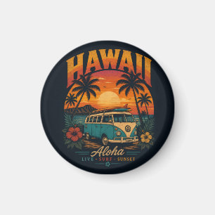 Imã Pôr-do-sol Vintage Havaiano Palmeiras Prancha de S