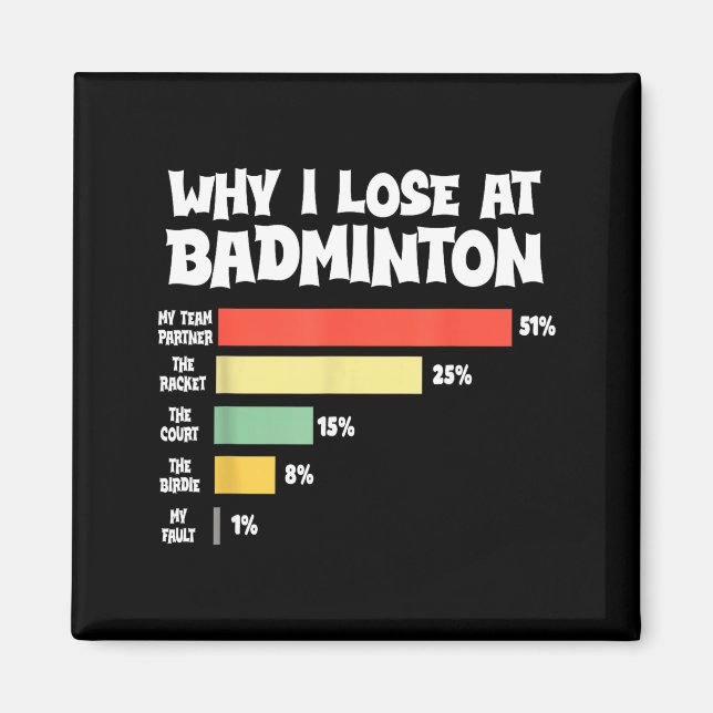 Imã Por que eu perco no Badminton Desculpas engraçadas (Frente)