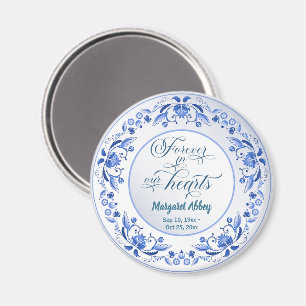 Imã Porcelain Blue Floral Funeral Keepsael