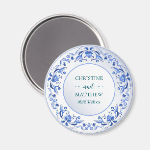 Imã Porcelain Blue Floral Weding Favor