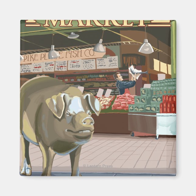 Imã Porco de Seattle e Porco de Bronze em Pike Place (Frente)