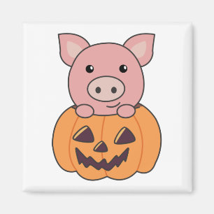 Imã Porco Em Pumpkin Suínos Doce Feliz Magneta De Hall