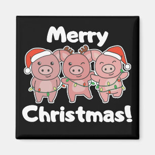 Imã Porcos de Natal bonitos Porcos Felizes Magneta de