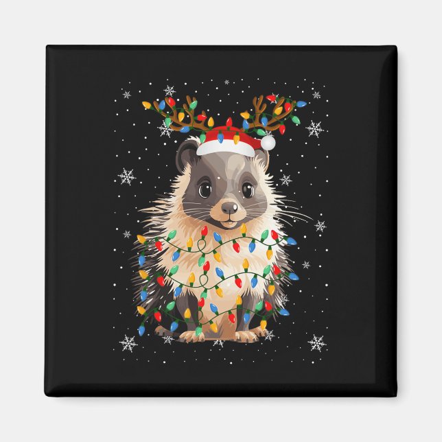 Imã Porcupine Animal Santa Hat Árvore de Natal Feia (Frente)