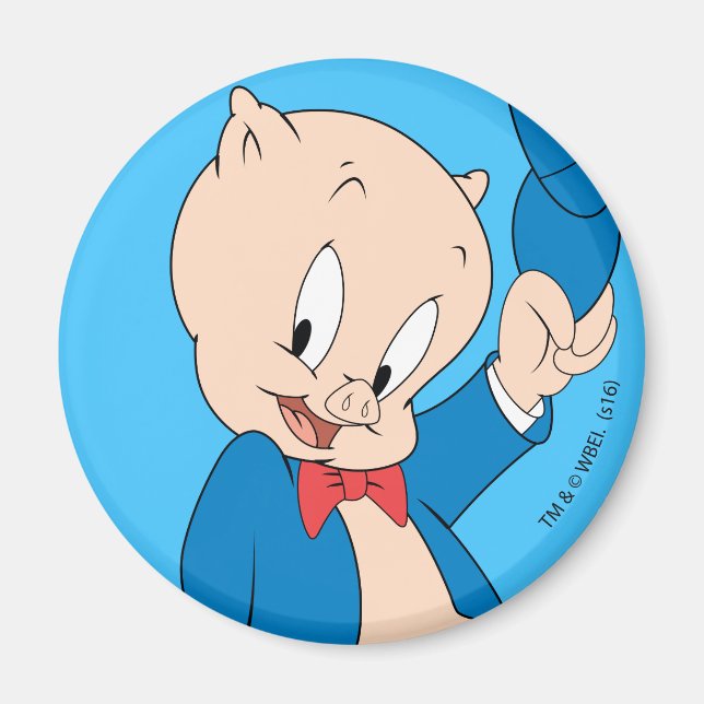 Imã Porky Pig | Chapéus ondulados (Frente)