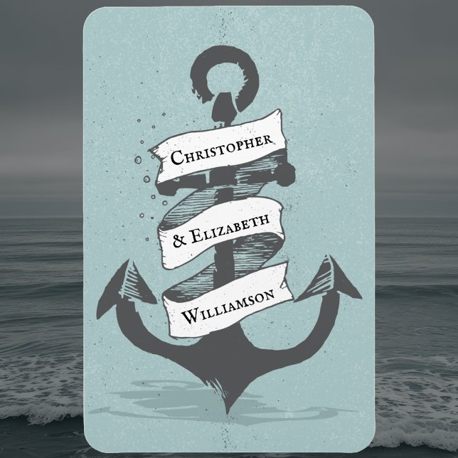 Ímã Porta de Estado do Monograma Marítimo de Cruzeiro (Nautical Ship Anchor - Cruise Ship Door Decor. Monogrammed with names. )