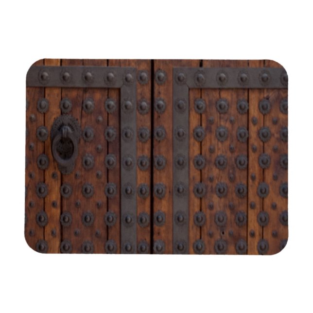 Ímã Porta De Madeira Antiga Com Reinforços De Metal Ne (Horizontal)