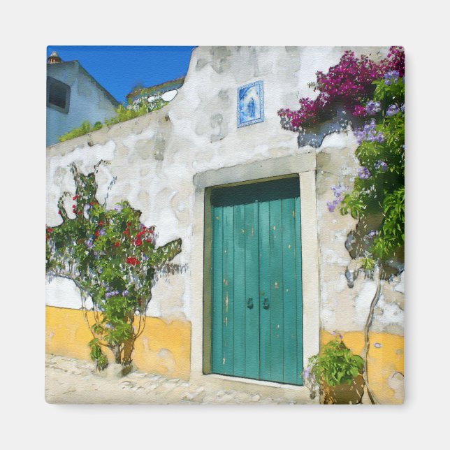 Imã Porta de madeira verde aquosa (Frente)