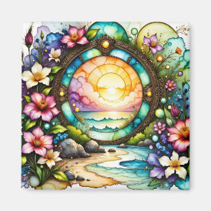 Imã Portal Oceano de Flores Selvagens Coloridas