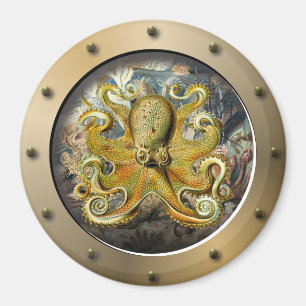 Imã Porthole Submarino Steampunk Octopus