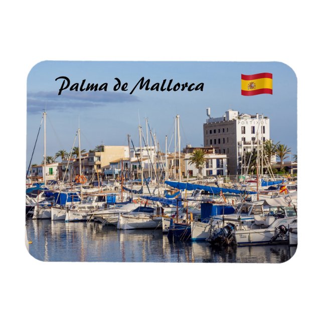 Ímã Portixol marina ao anoitecer - Palma de Maiorca (Horizontal)