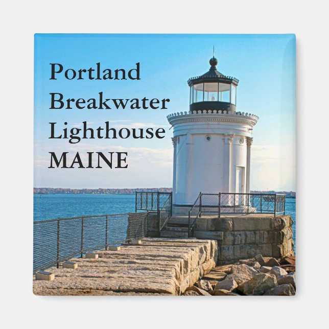 Imã Portland Breakwater Lighthouse, Maine Magnet (Frente)