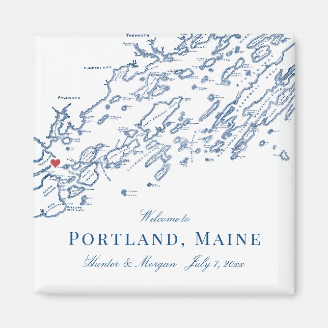 Imã Portland Maine Map Elegant Wedding Favor (Frente)