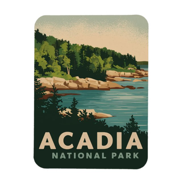 Ímã Porto Bar do Parque Nacional Retro Acadia (Vertical)