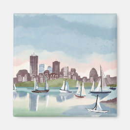 Imã Porto de Boston | Aquarela de Boston Massachusetts