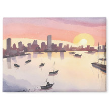 Porto de Boston | Cidade de Aquarela Massachusetts