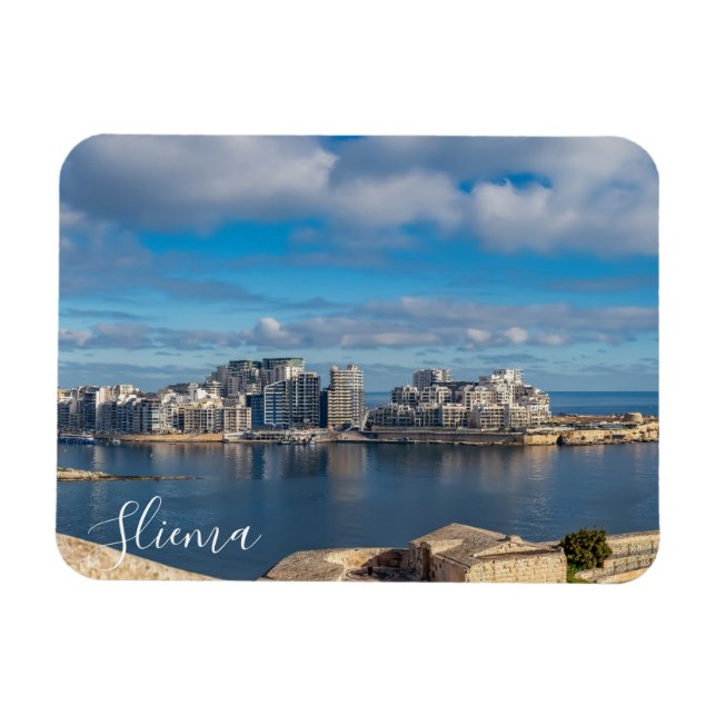 Ímã Porto de Sliema e arranha-céus em Malta (Horizontal)