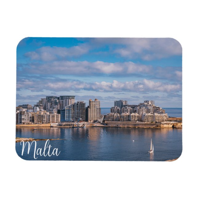 Ímã Porto de Sliema e arranha-céus em Malta (Horizontal)