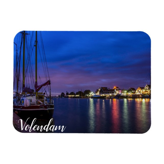 Ímã Porto iluminado de Volendam à noite (Horizontal)