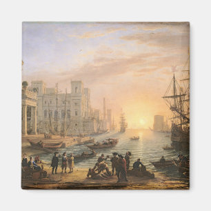 Imã Porto marítimo no por do sol, 1639