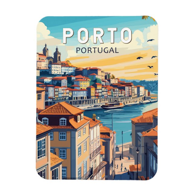Ímã Porto Portugal Viagem Art Vintage (Vertical)