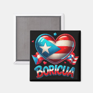 Imã Porto Rico Boricua Love Heart Flag
