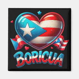 Imã Porto Rico Boricua Love Heart Flag
