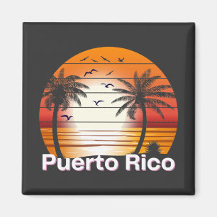 Imã Porto Rico Vintage Palm Trees Summer Beach