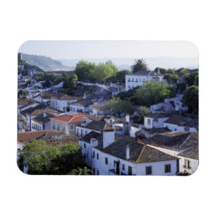 Ímã Portugal, Obidos. Vista elevada de casas caiadas