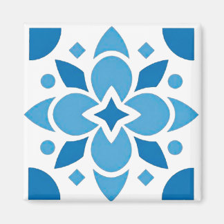 Imã Portuguese Azulejo Tile Blue Pattern Square Magnet