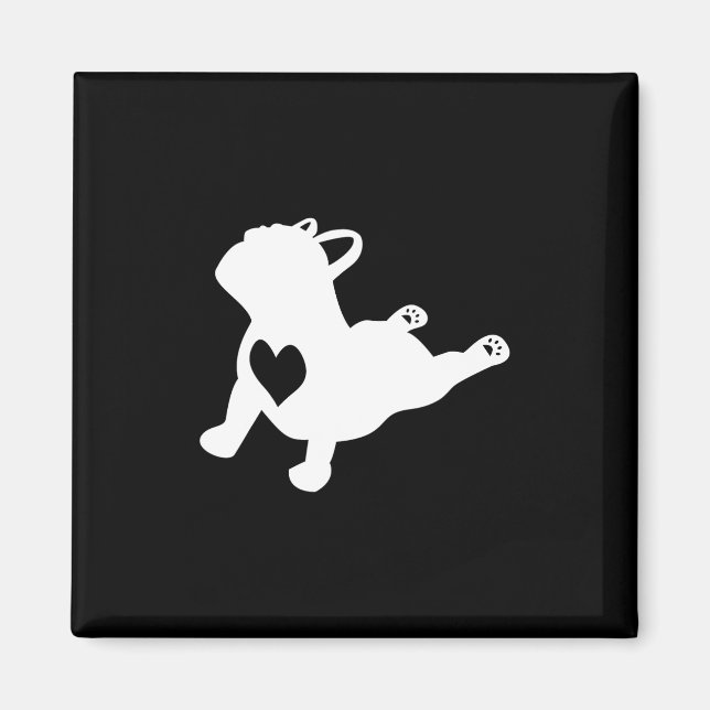 Imã Pose de Yoga Bulldog Com Coração de Amor Presente  (Frente)
