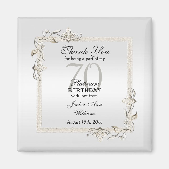 Imã Posh 70 Platinum Birthday (Frente)