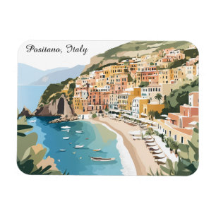 Ímã Positano Vintage Itália Arte de Viagem da Costa Am