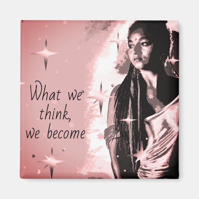 Imã Positividade Dourada de Rosa de Mensagens Inspirad (Frente)