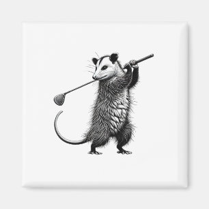 Imã Possum Antigo Jogando Golfe Amante de Gambá Jogado