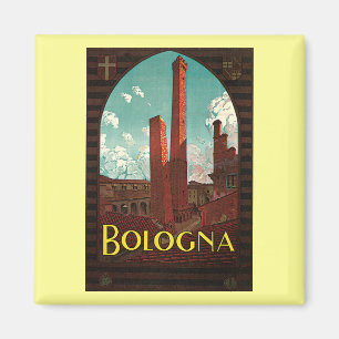 Imã Poster das viagens vintage, Bolonha, Italia