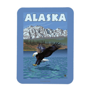Ímã Poster das viagens vintage de AlaskaBald Eagle