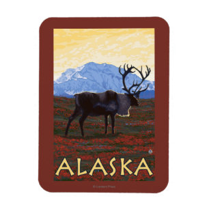 Ímã Poster das viagens vintage de AlaskaCaribou