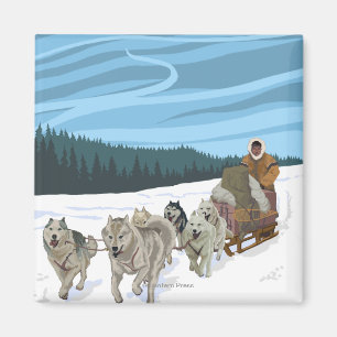Imã Poster das viagens vintage de AlaskaDogsledding