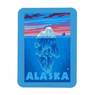 Ímã Poster das viagens vintage de AlaskaIceberg