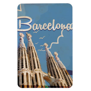 Ímã Poster das viagens vintage de Barcelona